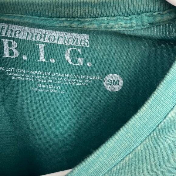 Official Merch Notorious BIG Brooklyn's Finest Band Tee Green Acid Wash Small - Picture 4 of 5